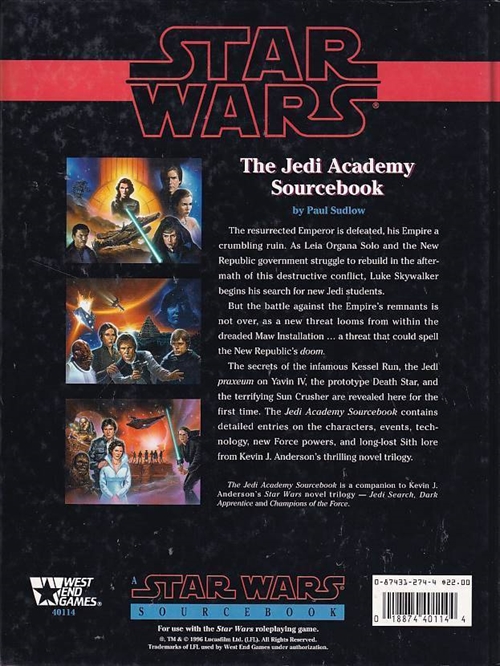 Star Wars D6 The Jedi Academy Sourcebook (B Grade) (Genbrug)